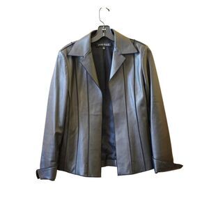 Anne Klein New York Leather Tailored Jacket Black Small